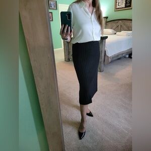 Quince Mongolian Cashmere Midi Skirt in black L